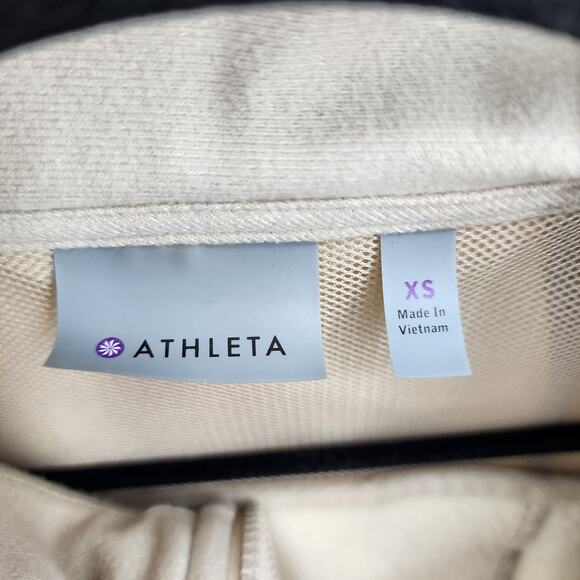 Athleta Truckee Track Full Zipper Fleece Jacket in Sandcastle Heather Size XS - Picture 4 of 6